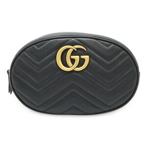 GUCCI Black Leather GG Marmont Bag